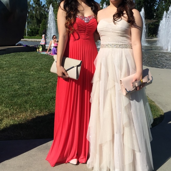 Coral full length prom dress - Picture 3 of 10